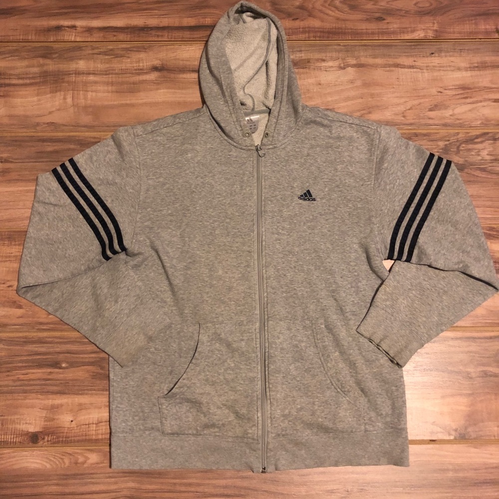 ADIDAS WOMAN'S GRAY FRONT ZIP HOODIE SIZE MEDIUM